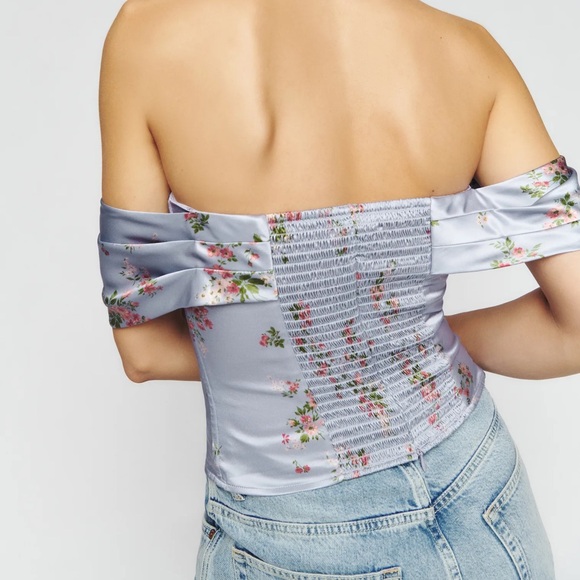 Reformation Lux Silk Top in Blue - Size 2 - Picture 2 of 6